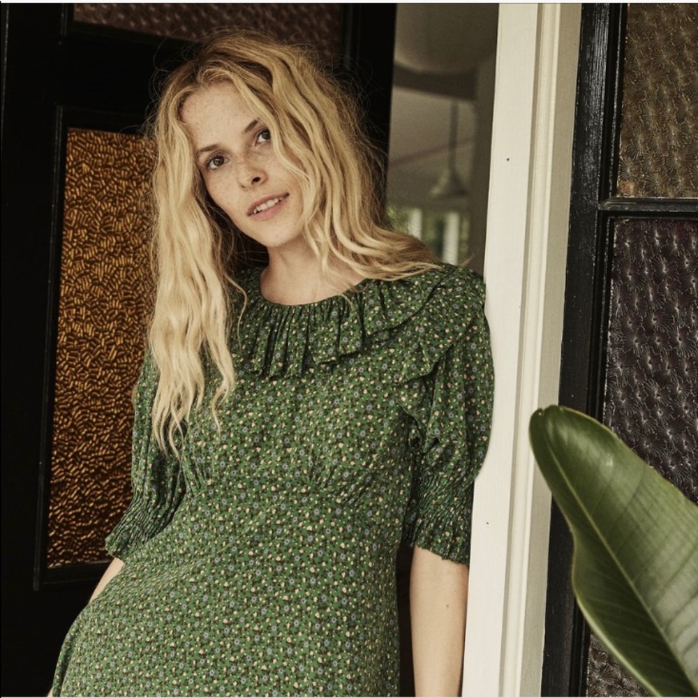 DOEN Baudoin dress S. Green Martha Garden Print.